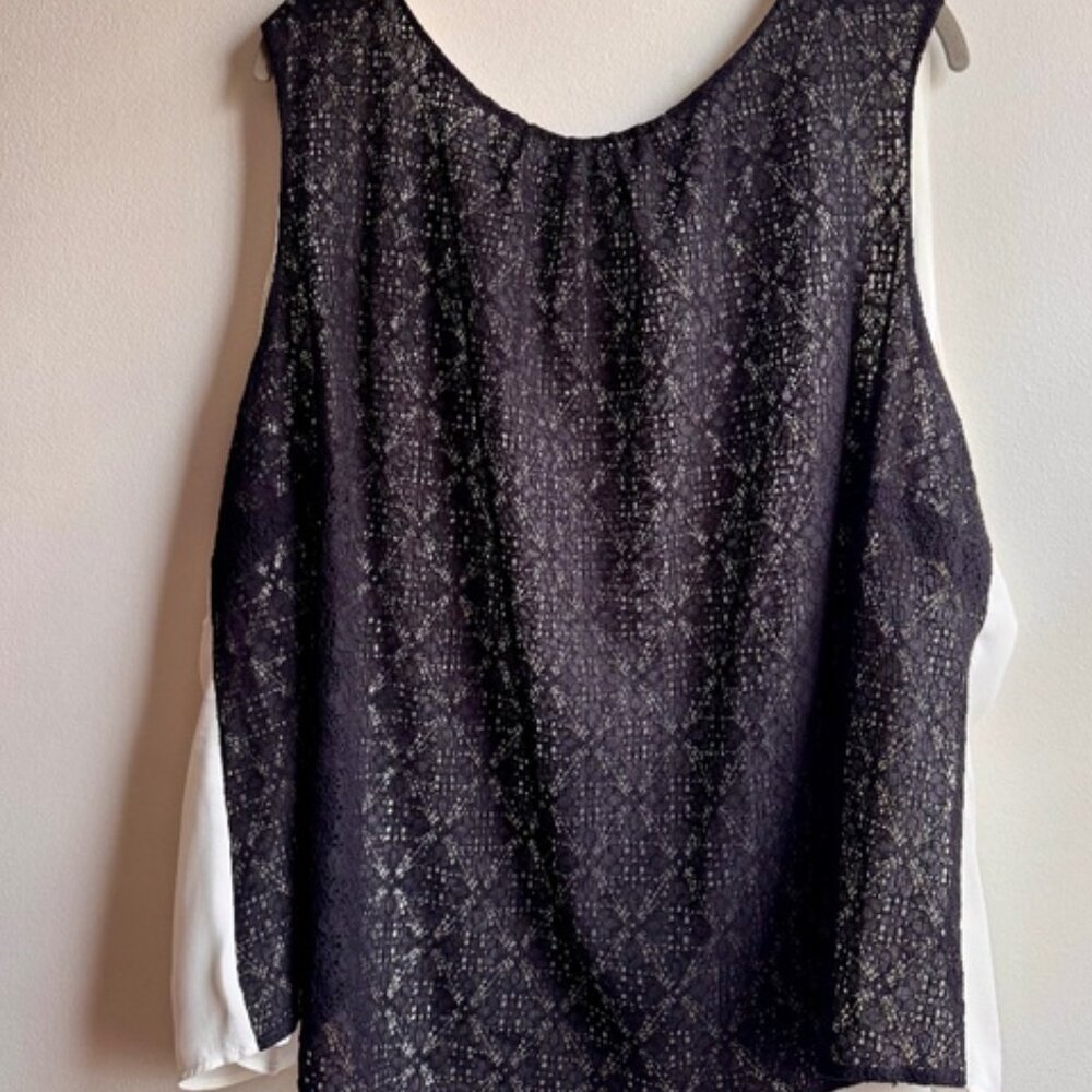 The Limited Womens Black Lined Lace Overlay Sleeveless Tank Blouse Size 2X